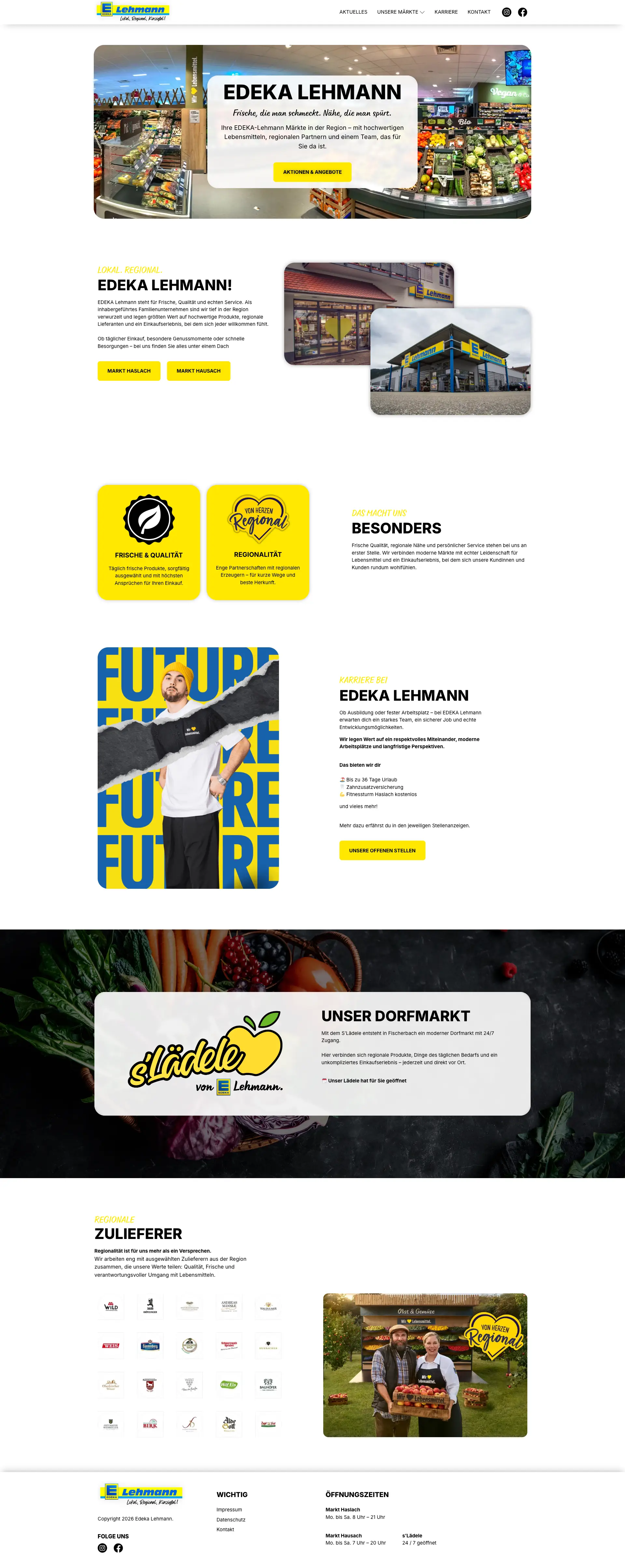 Startseite der Website edeka-lehmann-kinzigtal.de