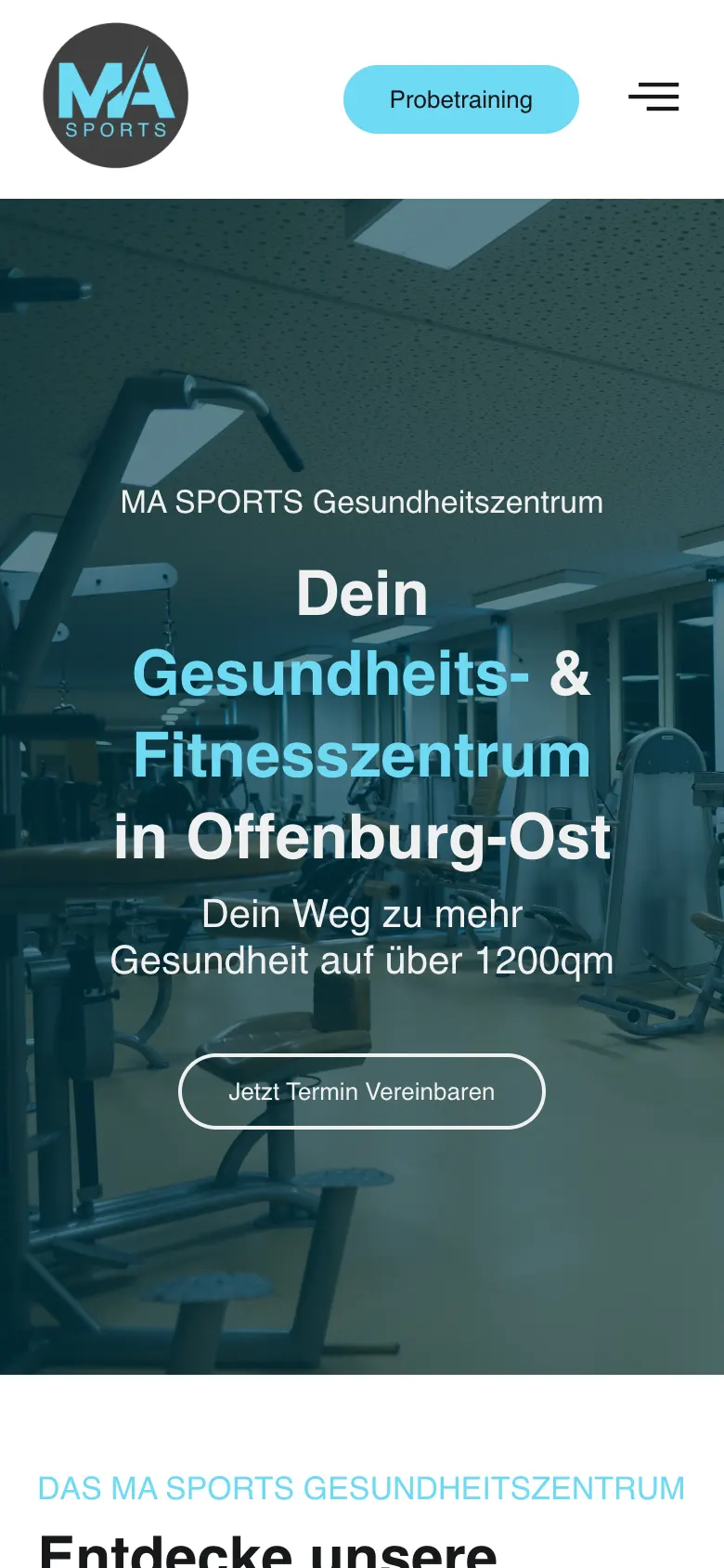 Website masports-gesundheitszentrum.de auf dem Smartphone