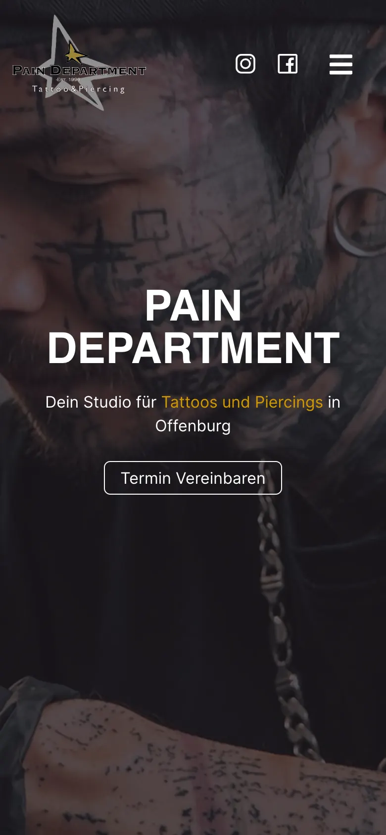 Website pain-department.de auf dem Smartphone