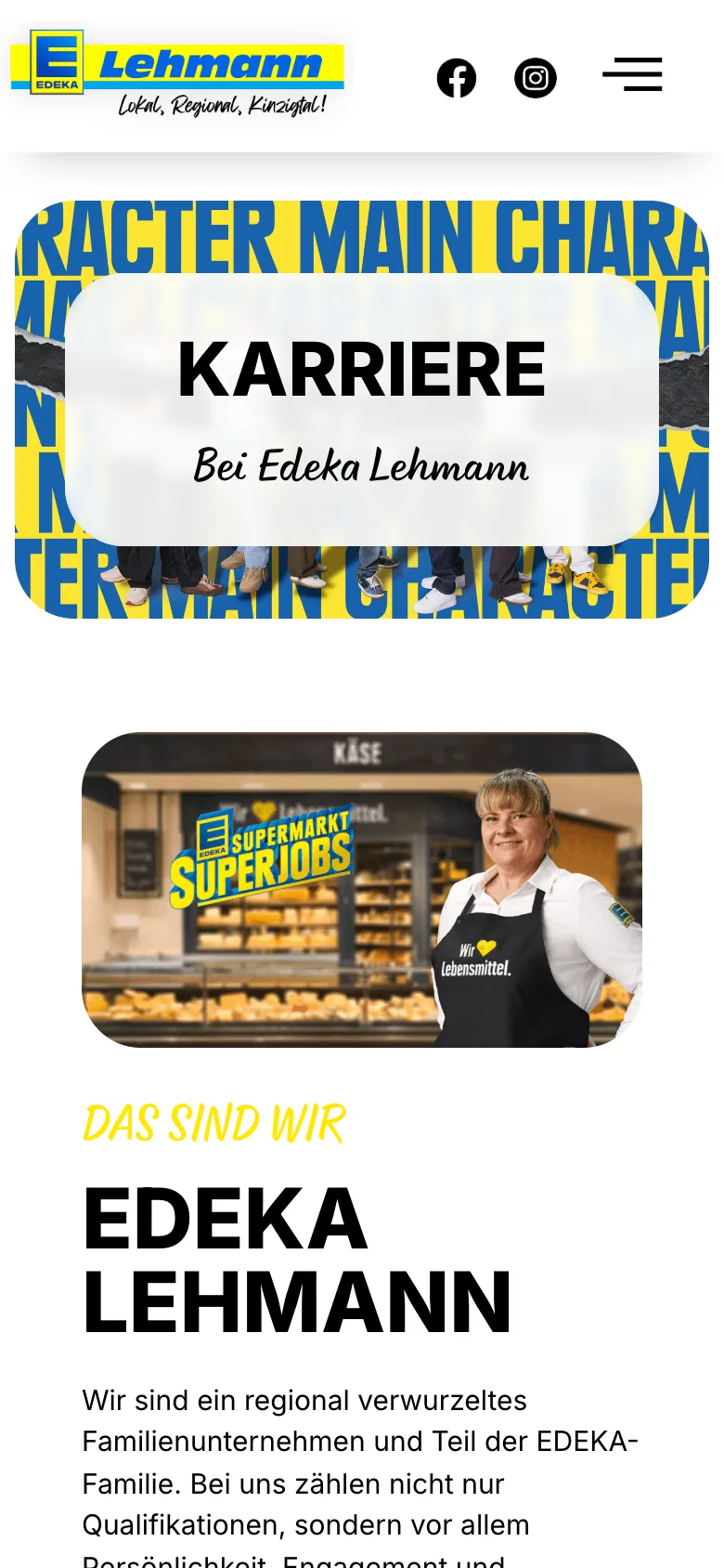 Karriereseite von EDEKA Lehmann auf dem Smartphone